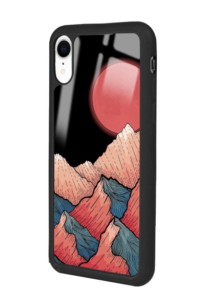 iPhone Xr Dağ Güneş Tasarımlı Glossy Telefon Kılıfı