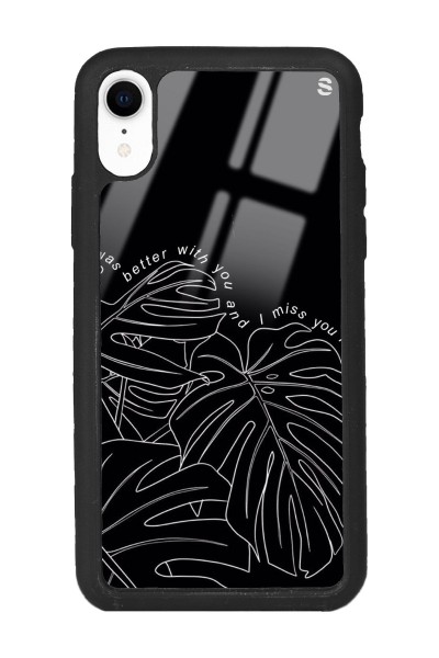 iPhone Xr Dark Leaf Tasarımlı Glossy Telefon Kılıfı