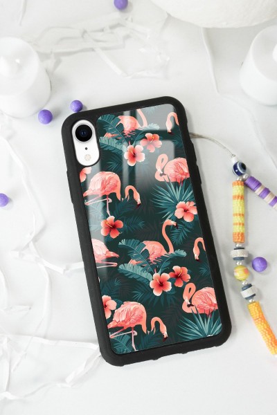 iPhone Xr Flamingo Leaf Tasarımlı Glossy Telefon Kılıfı