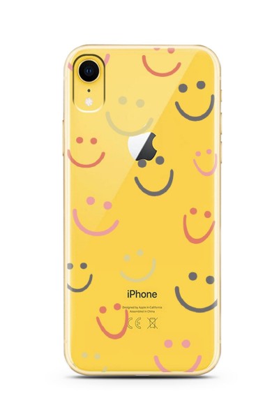 iPhone Xr Gülümse Tasarımlı Süper Şeffaf Silikon Telefon Kılıfı