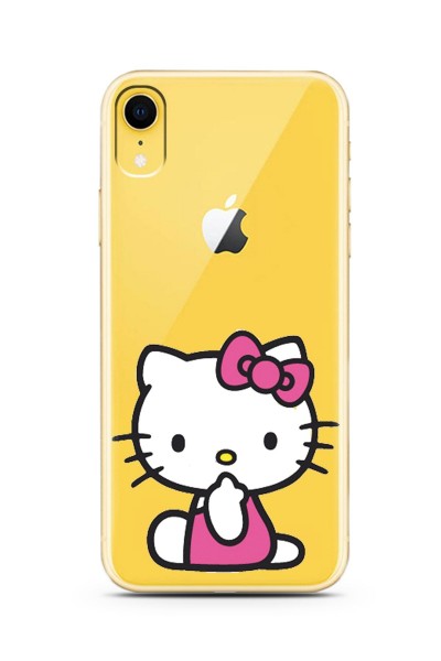 iPhone Xr Hello Kitty Tasarımlı Süper Şeffaf Silikon Telefon Kılıfı