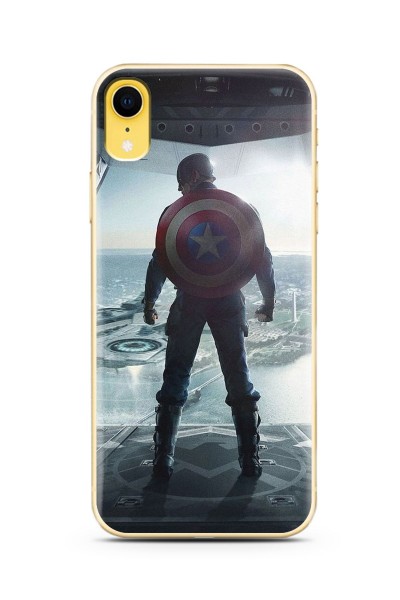 iPhone Xr Kaptan Amerika Tasarım Süper Şeffaf Silikon Telefon Kılıfı