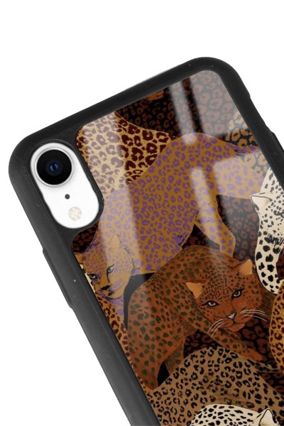 iPhone Xr Leoparlar Tasarımlı Glossy Telefon Kılıfı