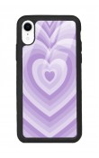 iPhone Xr Lila Kalp Tasarımlı Glossy Telefon Kılıfı