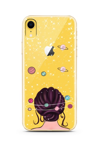 iPhone Xr Space Girl Tasarım Süper Şeffaf Silikon Telefon Kılıfı