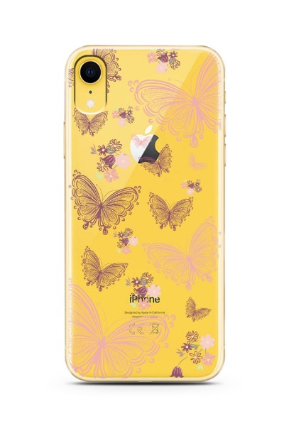 iPhone Xr Uyumlu Butterfly Kelebek Tasarımlı Süper Şeffaf Silikon Telefon Kılıfı