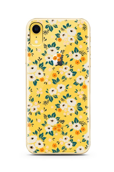 iPhone Xr Uyumlu Çiçek Bahçesi Tasarımlı Süper Şeffaf Silikon Telefon Kılıfı