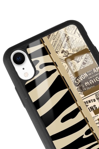 iPhone Xr Zebra Gazete Tasarımlı Glossy Telefon Kılıfı