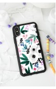 iPhone Xs Max Beyaz Çiçek Tasarımlı Glossy Telefon Kılıfı