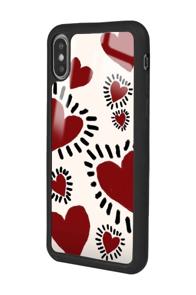 iPhone Xs Max Brush Heart Tasarımlı Glossy Telefon Kılıfı