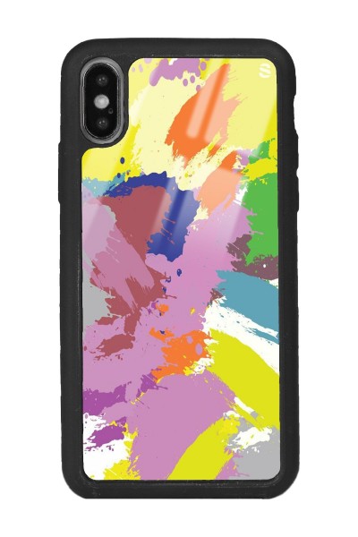iPhone Xs Max Colored Brush Tasarımlı Glossy Telefon Kılıfı