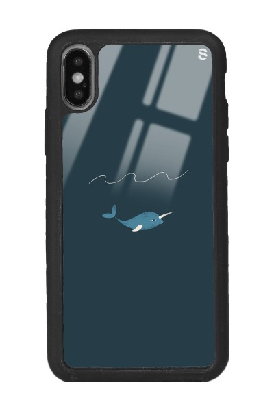 iPhone Xs Max Doodle Fish Tasarımlı Glossy Telefon Kılıfı