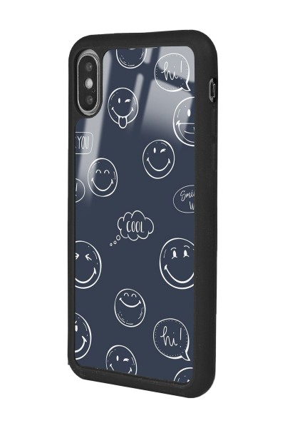 iPhone Xs Max Doodle Smile Tasarımlı Glossy Telefon Kılıfı