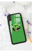iPhone Xs Max Green Angry Birds Tasarımlı Glossy Telefon Uyumlu Kılıfı