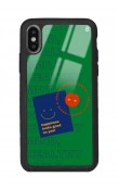 iPhone Xs Max Happy Green Tasarımlı Glossy Telefon Kılıfı