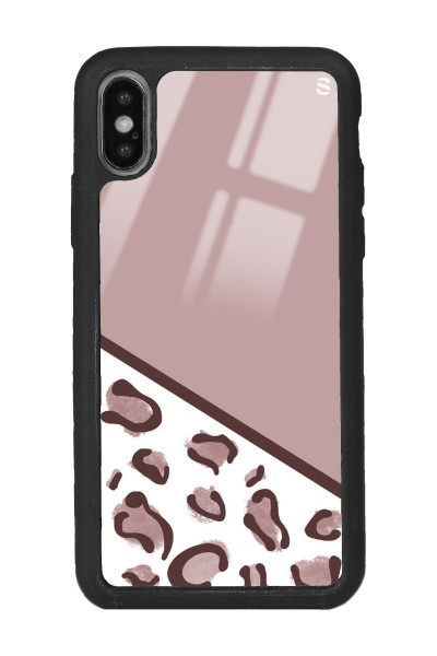 iPhone Xs Max Kahve Leopar Tasarımlı Glossy Telefon Kılıfı
