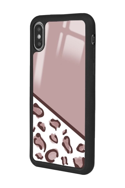 iPhone Xs Max Kahve Leopar Tasarımlı Glossy Telefon Kılıfı