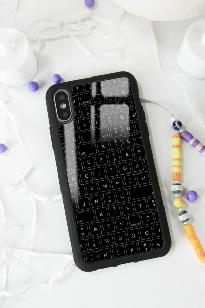 iPhone Xs Max Keyboard Tasarımlı Glossy Telefon Kılıfı