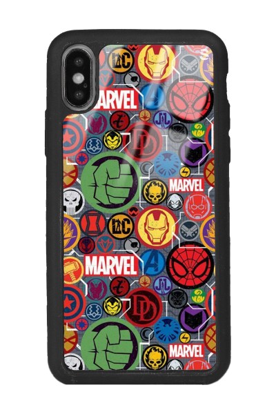 iPhone Xs Max Marvel Face Tasarımlı Glossy Telefon Kılıfı