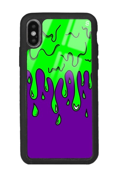 iPhone Xs Max Neon Damla Tasarımlı Glossy Telefon Kılıfı