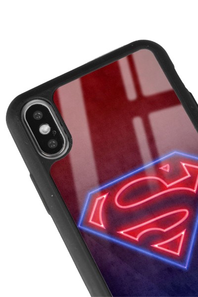 iPhone Xs Max Neon Superman Tasarımlı Glossy Telefon Kılıfı