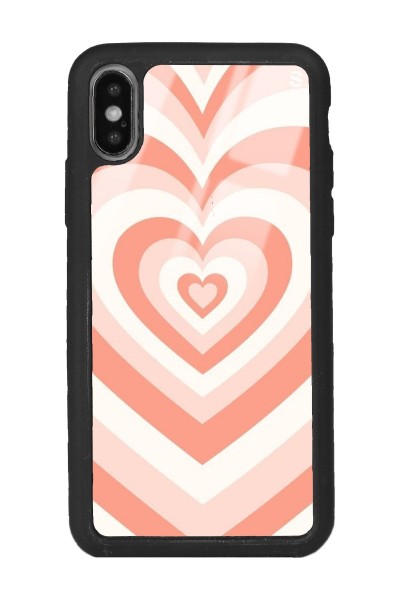 iPhone Xs Max Orange Heart Tasarımlı Glossy Telefon Kılıfı