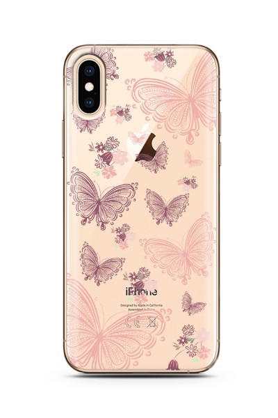 iPhone Xs Max Uyumlu Butterfly Kelebek Tasarımlı Süper Şeffaf Silikon Telefon Kılıfı