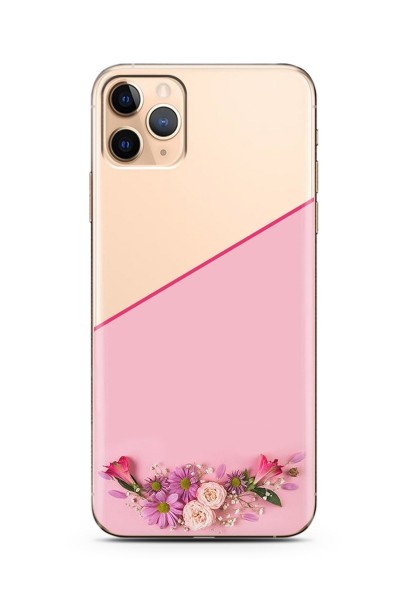 Kesik Çiçek Tasarımlı Süper Şeffaf Silikon iPhone 11 Pro Max Telefon Kılıfı