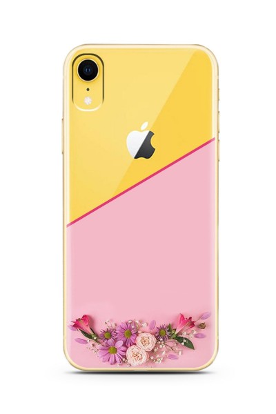 Kesik Çiçek Tasarımlı Süper Şeffaf Silikon iPhone Xr Telefon Kılıfı