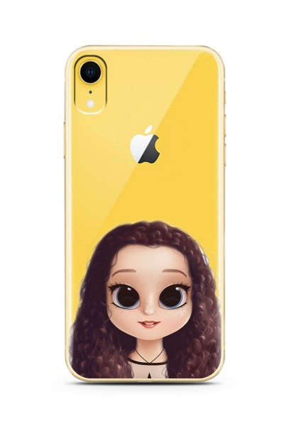 Kıvırcık Saçlı Kız Tasarımlı Süper Şeffaf Silikon Telefon Kılıfı Iphone Xr
