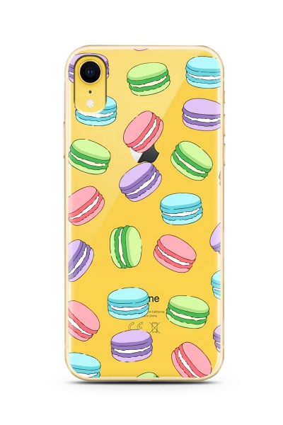 Macaron Tasarımlı Süper Şeffaf Silikon iPhone Xr Telefon Kılıfı