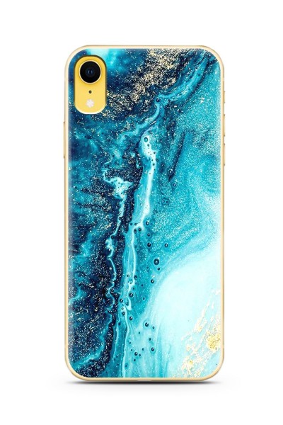 Mavi Kumsal Tasarımlı Süper Şeffaf Silikon iPhone Xr Telefon Kılıfı