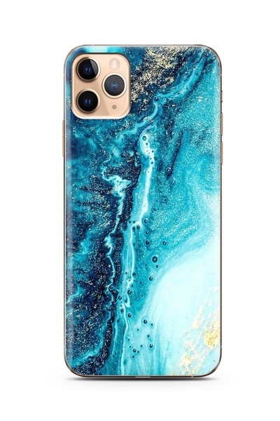 Mavi Kumsal Tasarımlı Süper Şeffaf Silikon Telefon Kılıfı Iphone 11 Pro