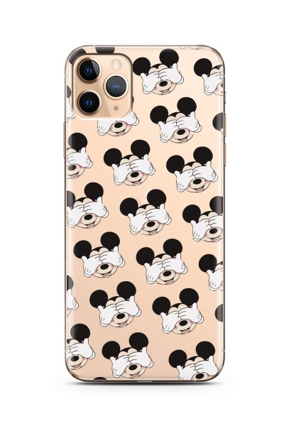 Mickey Tasarımlı Süper Şeffaf Silikon iPhone 11 Pro Max Telefon Kılıfı