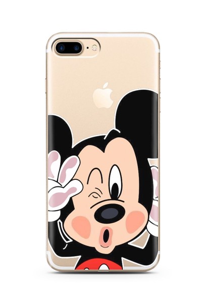 Mickey Tasarımlı Süper Şeffaf Silikon iPhone 7 Plus Telefon Kılıfı
