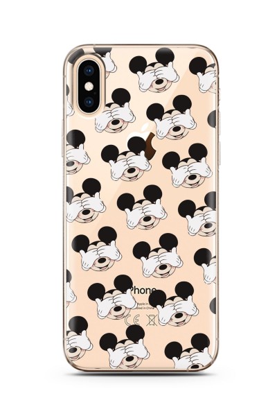 Mickey Tasarımlı Süper Şeffaf Silikon Telefon Kılıfı iPhone Xs Max