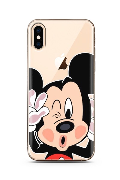 Mickey Tasarımlı Süper Şeffaf Silikon Telefon Kılıfı Iphone Xs Max
