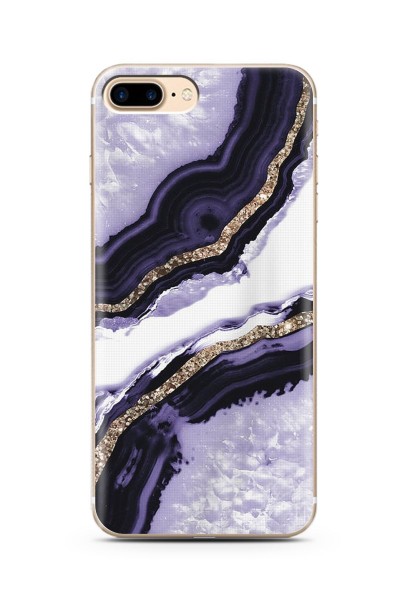 Mor Kumsal Tasarımlı Süper Şeffaf Silikon iPhone 7 Plus Telefon Kılıfı