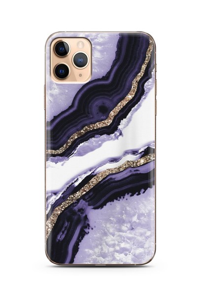 Mor Kumsal Tasarımlı Süper Şeffaf Silikon Telefon Kılıfı iPhone 11 Pro