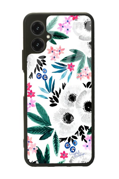 Omix X5 Beyaz Çiçek Tasarımlı Glossy Telefon Kılıfı