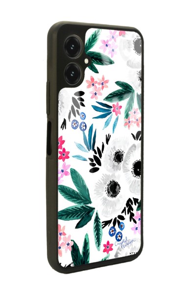Omix X5 Beyaz Çiçek Tasarımlı Glossy Telefon Kılıfı