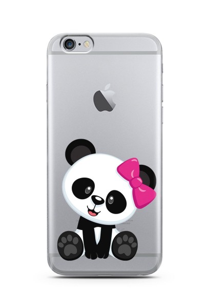 Panda Tasarımlı Süper Şeffaf Silikon iPhone 6 Plus Telefon Kılıfı
