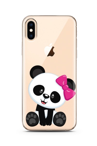Panda Tasarımlı Süper Şeffaf Silikon Telefon Kılıfı Iphone Xs Max