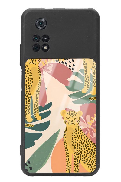 Poco M4 Pro Çiçekli Leopar Tasarımlı Glossy Telefon Kılıfı
