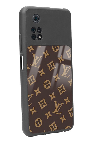 Poco M4 Pro Kahverengi Lv Tasarımlı Glossy Telefon Kılıfı