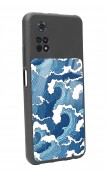 Poco M4 Pro Mavi Dalga Tasarımlı Glossy Telefon Kılıfı