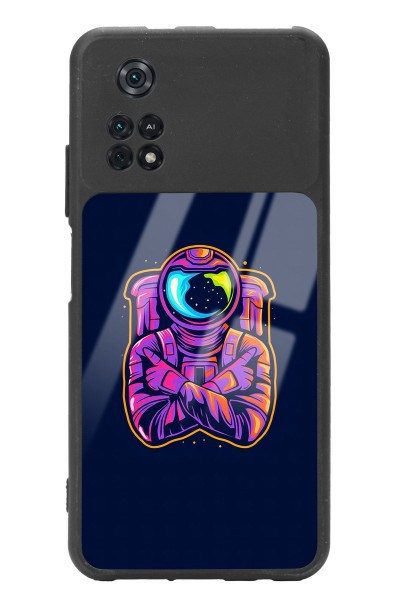 Poco M4 Pro Neon Astronot Tasarımlı Glossy Telefon Kılıfı