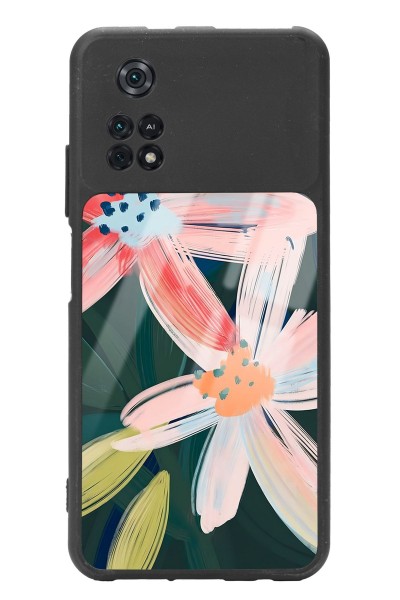 Poco M4 Pro Suluboya Çiçek Tasarımlı Glossy Telefon Kılıfı