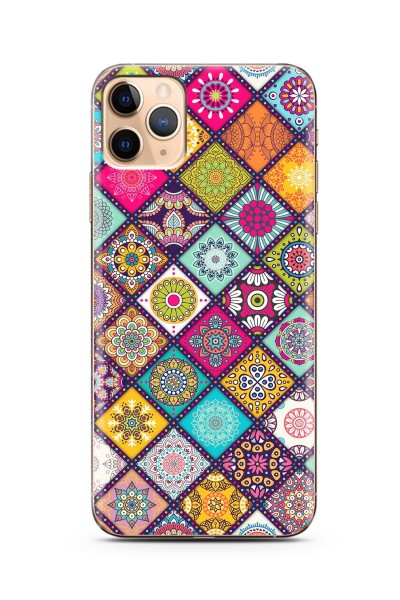 Renkli Seramik Tasarımlı Süper Şeffaf Silikon Telefon Kılıfı iPhone 11 Pro