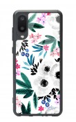 Samsung A-02 Beyaz Çiçek Tasarımlı Glossy Telefon Kılıfı